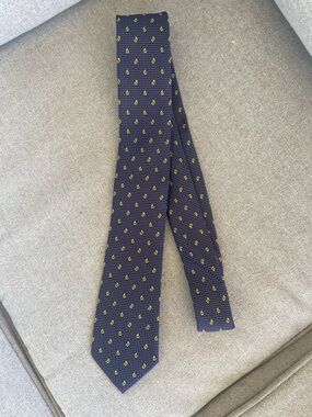 Express Navy Tie with Yellow Dot Pattern